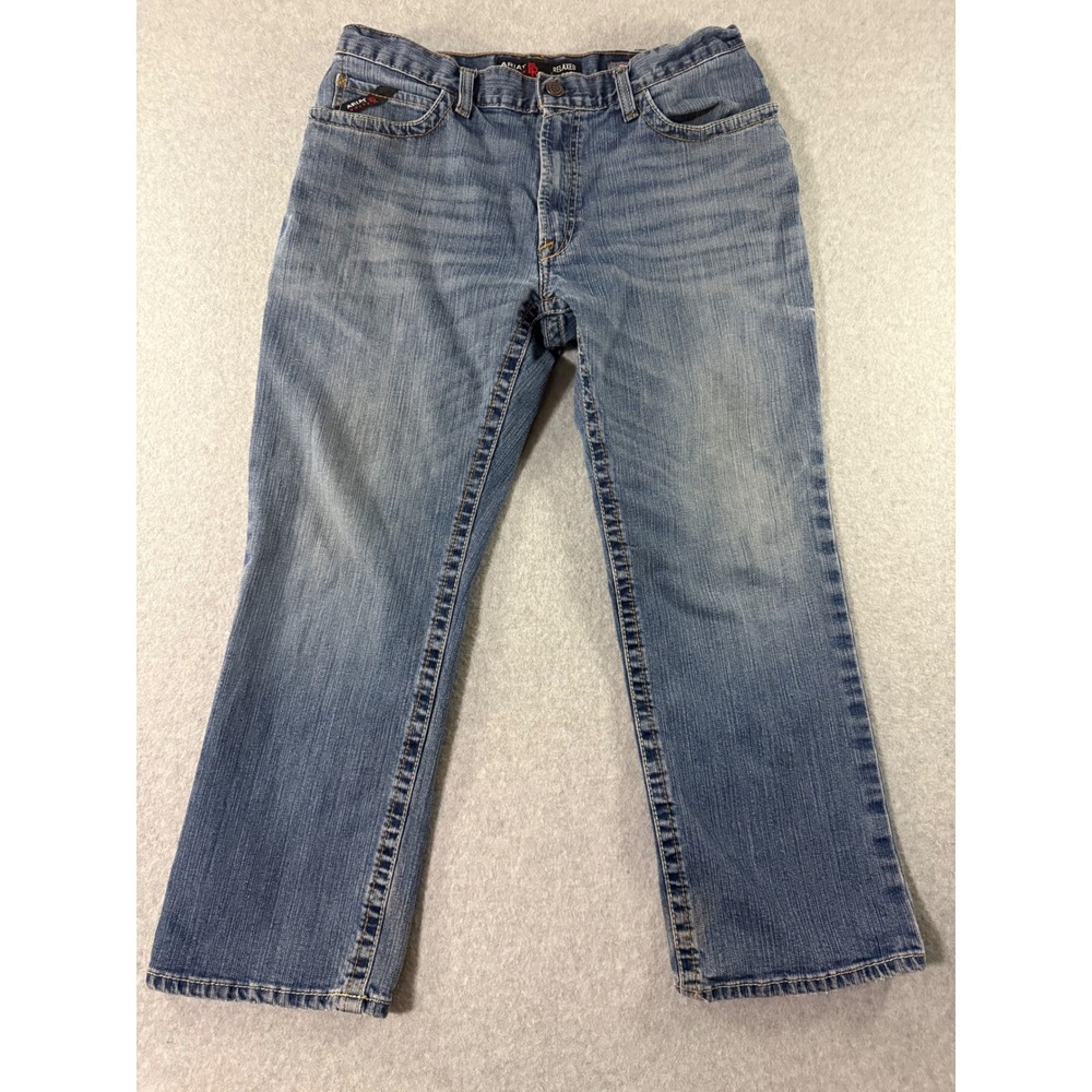 Ariat FR M4 Relaxed Boot Cut Jeans Mens 36x30 Blue Flame Resistant CAT 2 2112